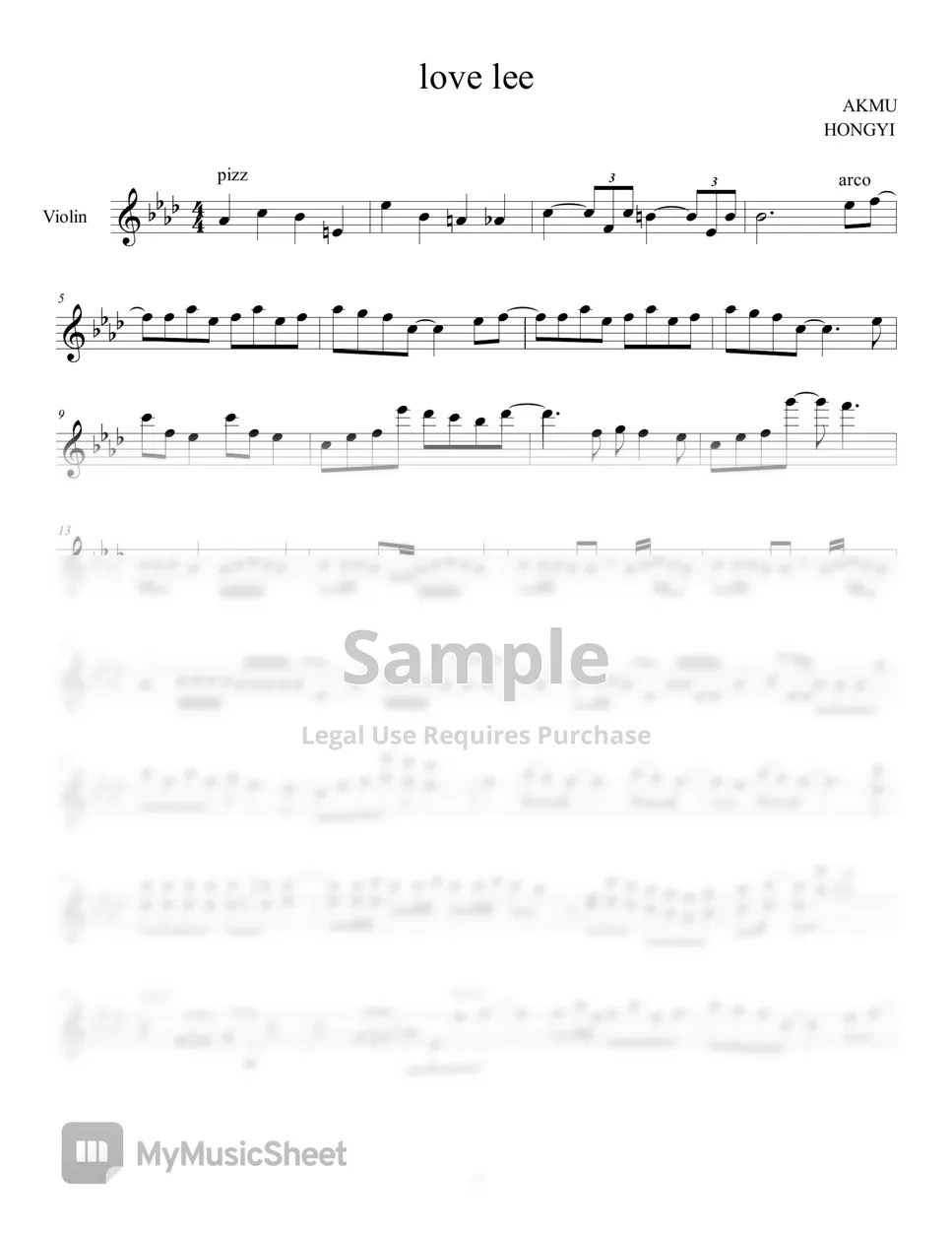 AKMU Love Lee (solo violin) Sheets by HONGYI