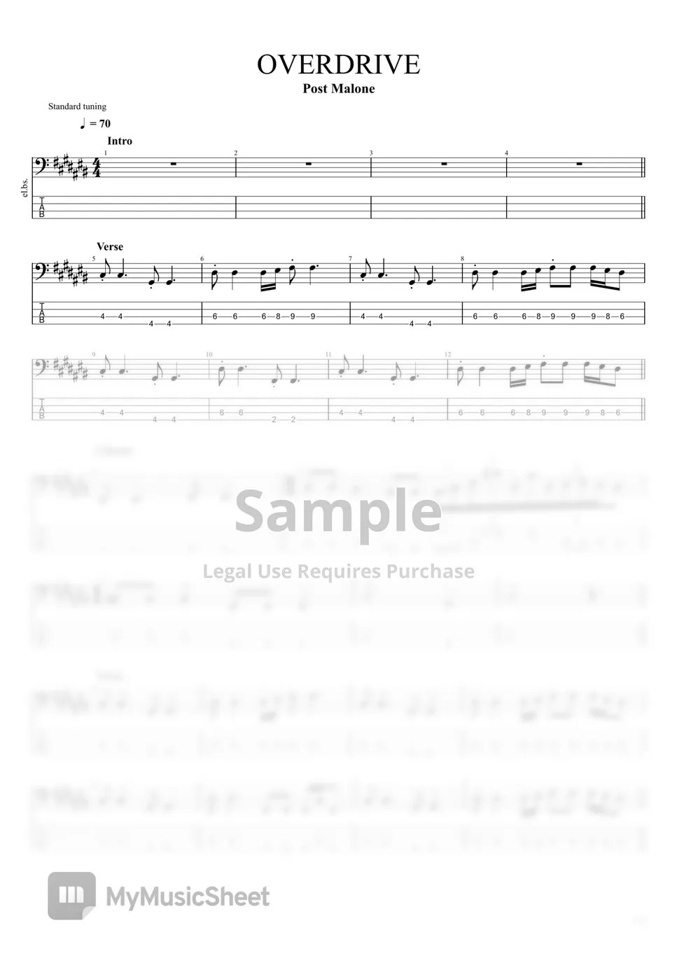 Post Malone Overdrive Tab + 1staff by TUNA CRACKER