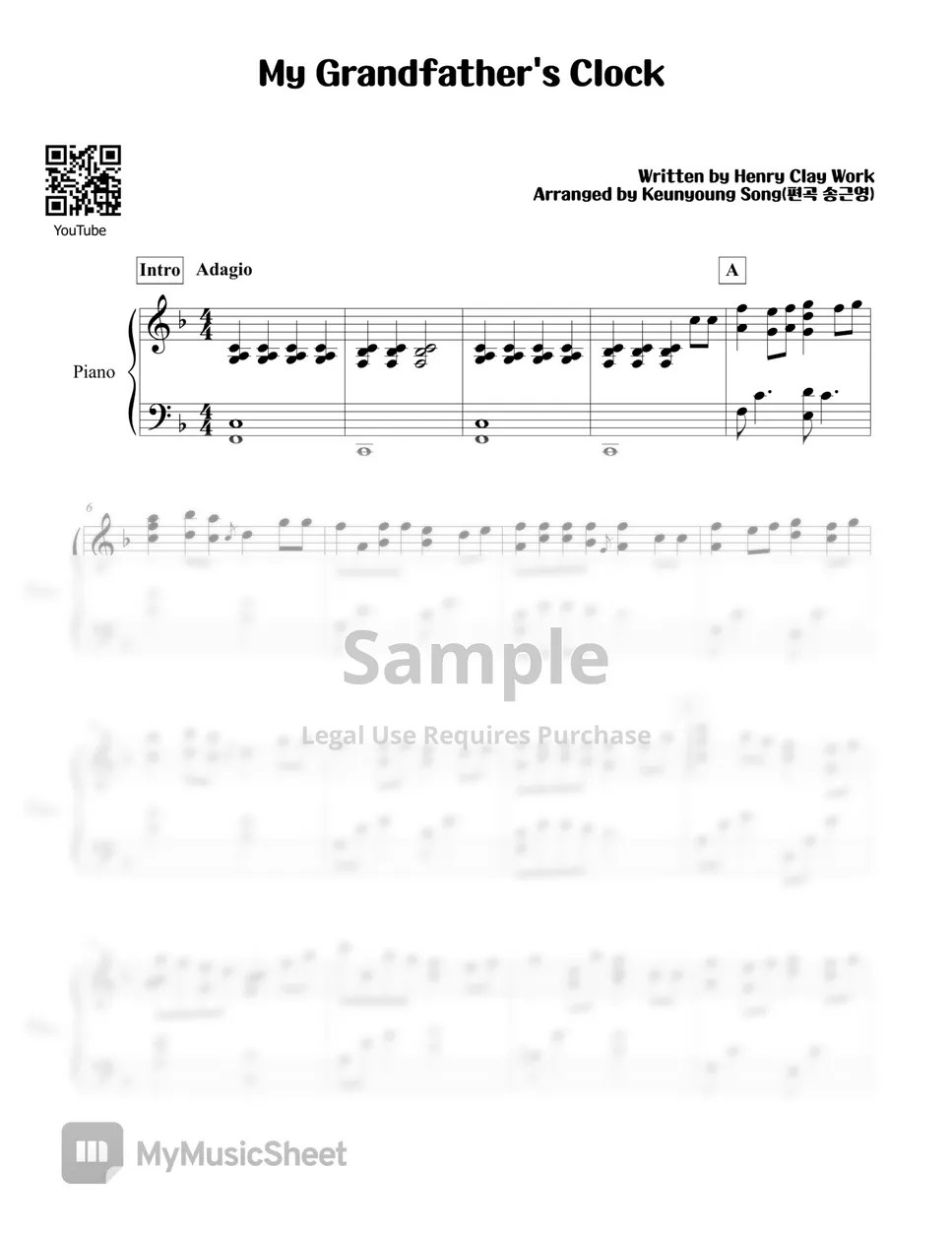 Henry Clay Work My Grandfather's Clock Sheets by Keunyoung Song