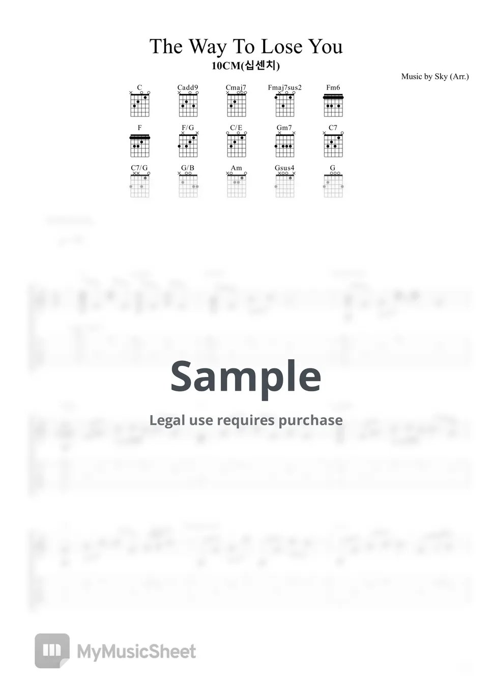 10cm The Way to Lose You (My Demon 마이데몬 OST 7) Tab + 1staff by Sky