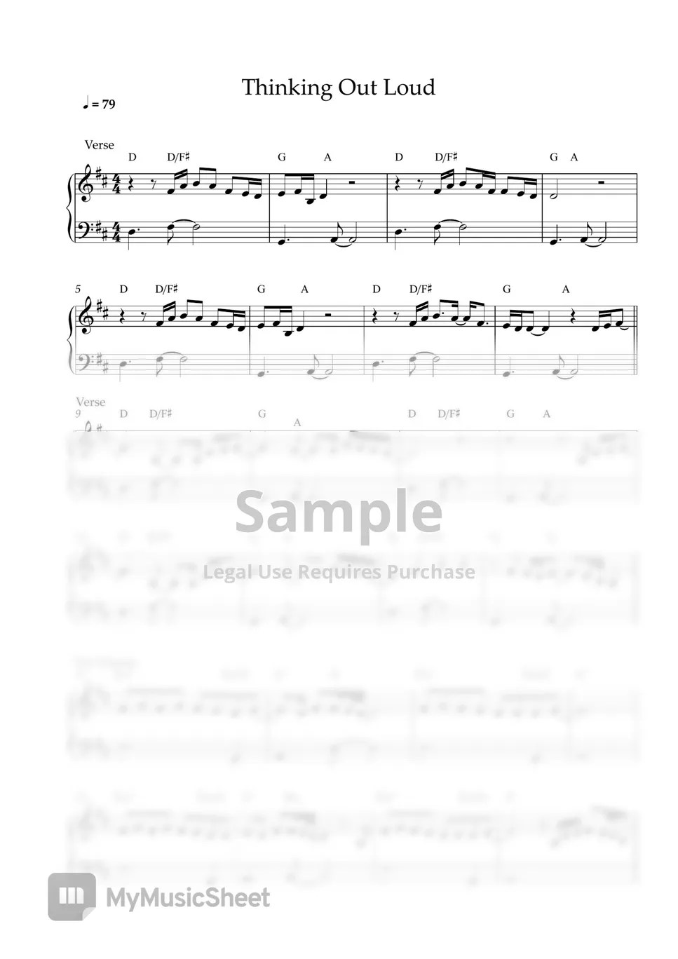Ed Sheeran Thinking Out Loud (EASY PIANO SHEET) Sheets by Pianella Piano