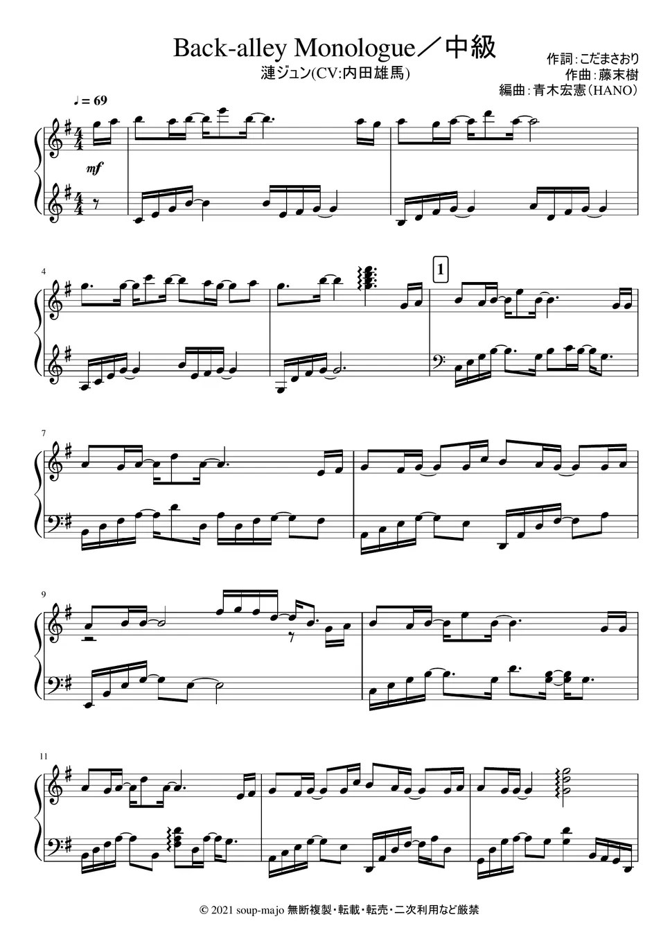 Jun Sazanami (ES!!) Back alley Monologue Sheet by soupmajo