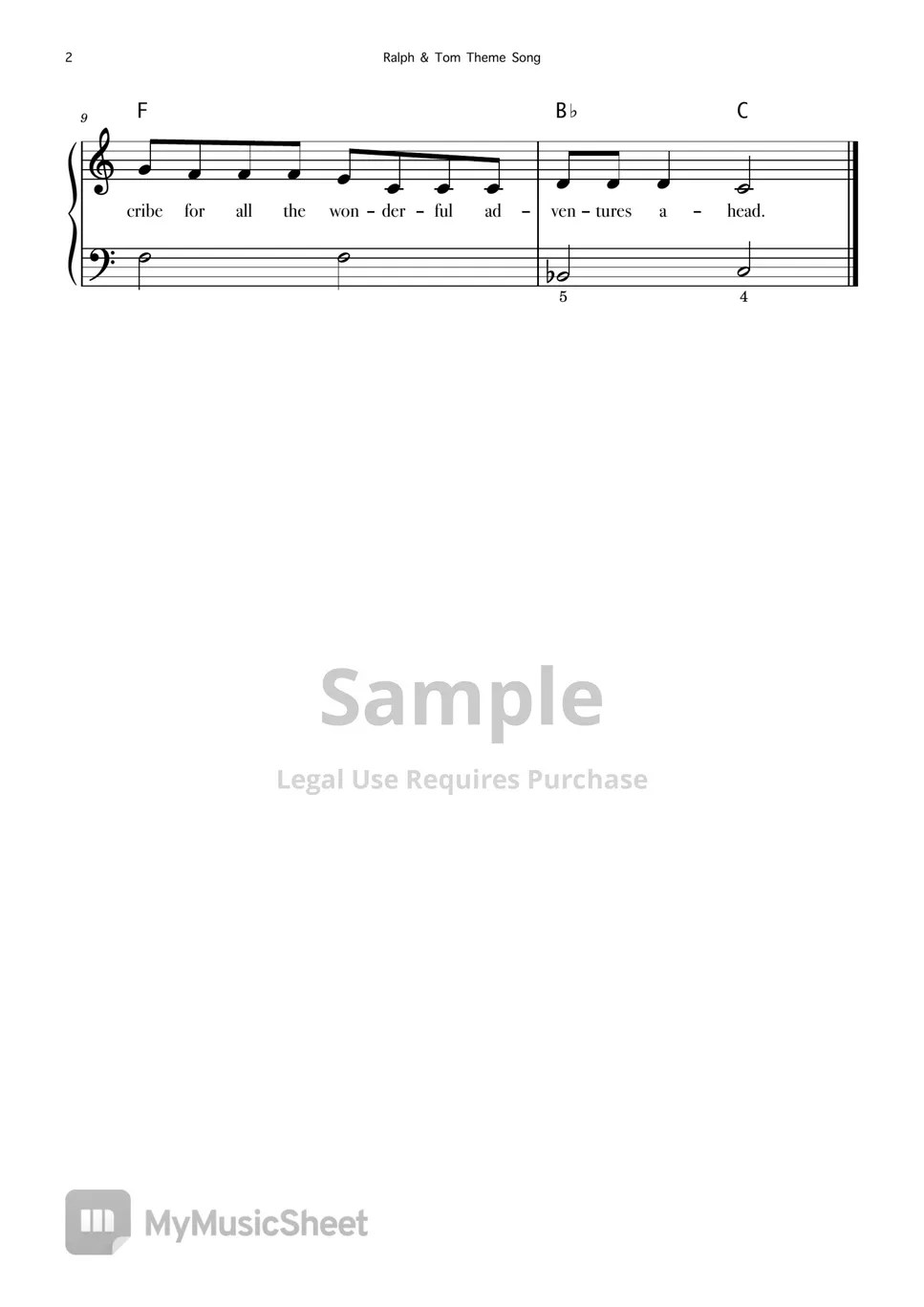 HalfAsleep Chris Ralph & Tom Theme Song Sheets by Aldora Davita