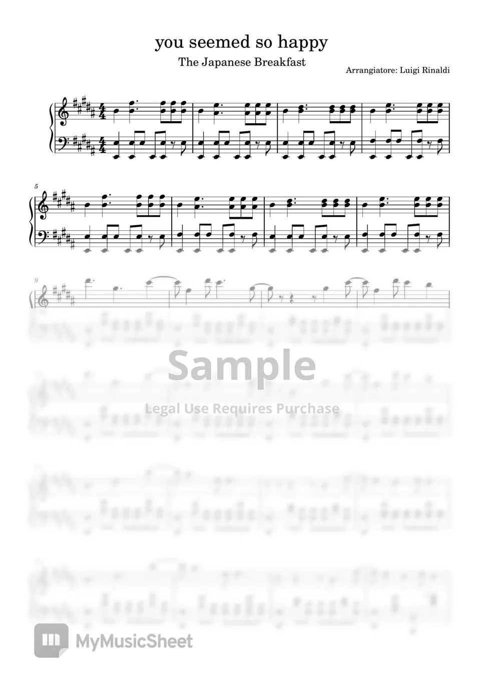 The Japanese Breakfast You Seemed so happy Sheets by Luigi Rinaldi