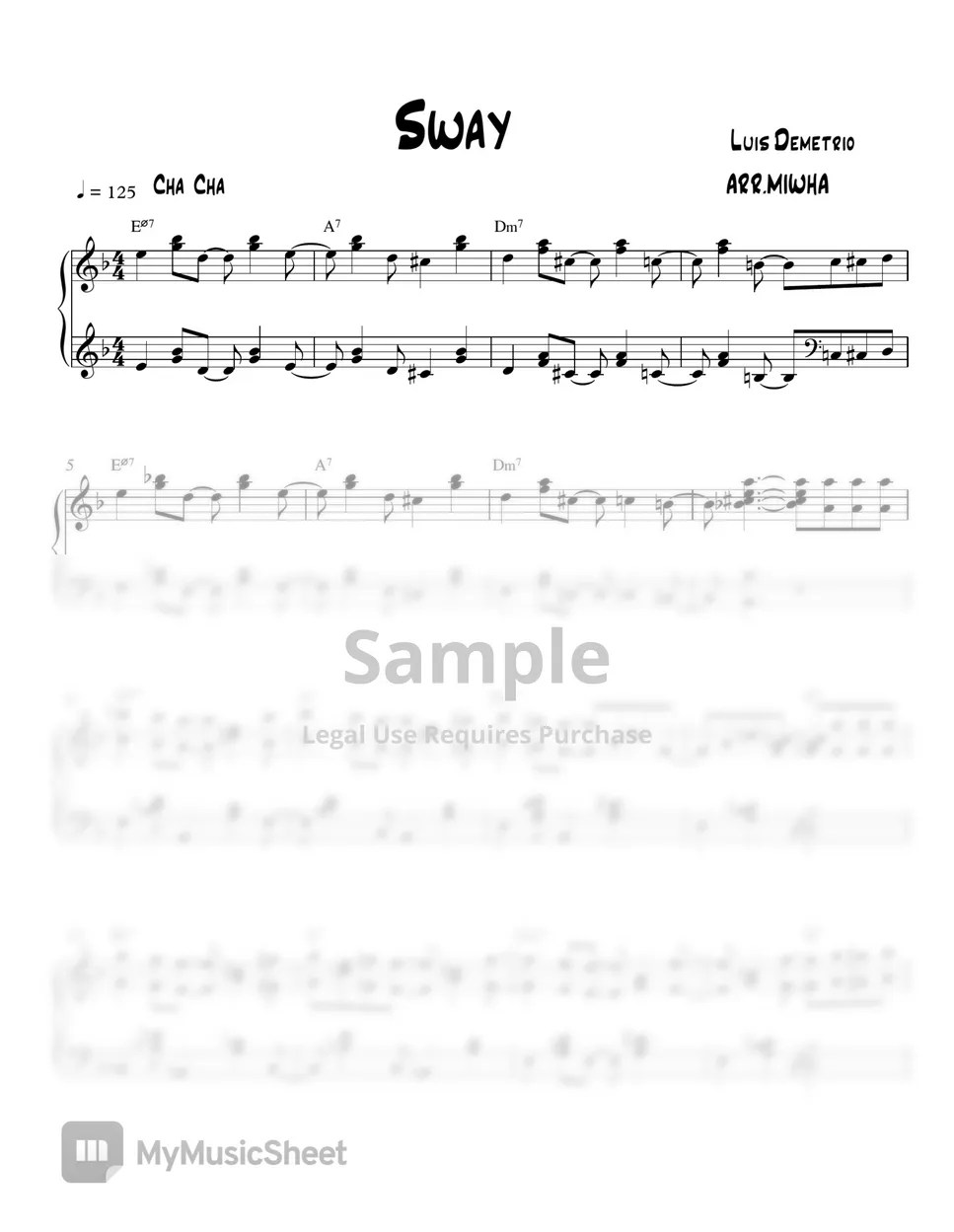 Michael Bouble Sway (Latin Jazz) 악보 by MIWHA