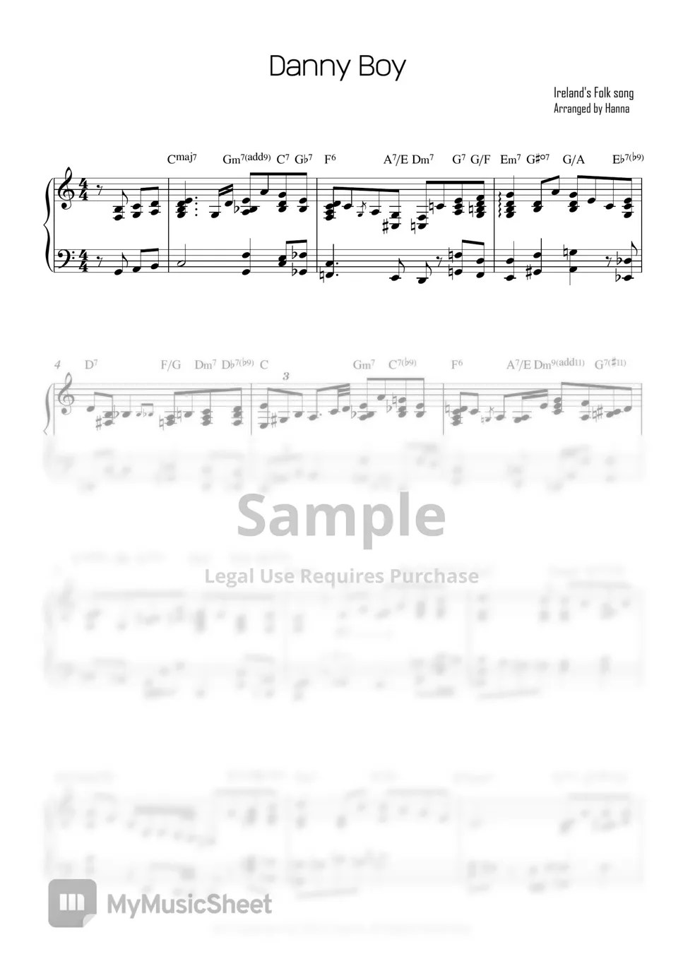 reland's Folk song Danny Boy (Transcribtion Sheet) Sheets by Hanna