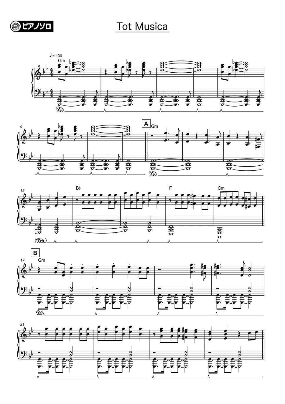 Ado Tot Musica Sheets by THETA PIANO