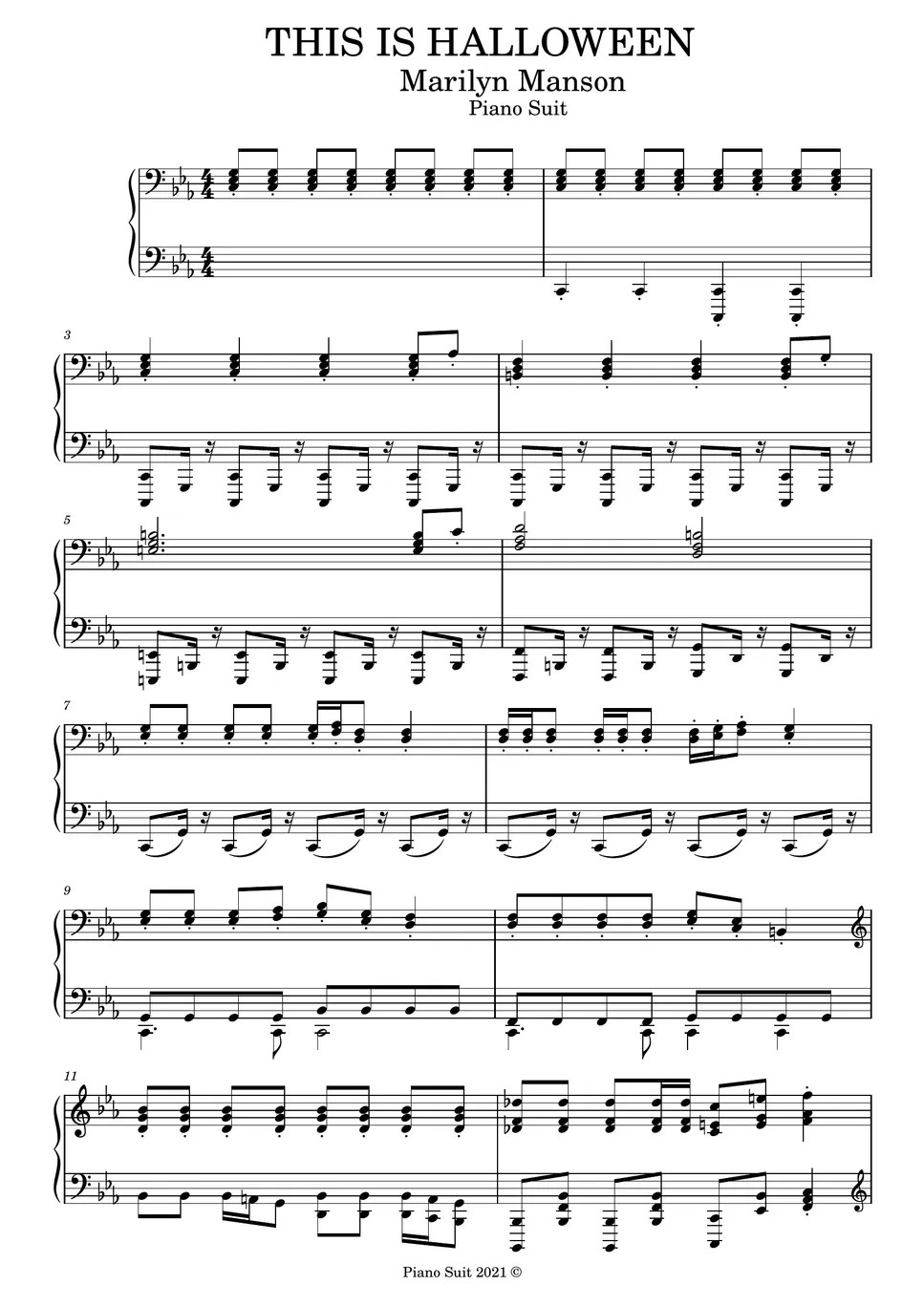 Marilyn Manson This is Halloween Partitura by Piano Suit