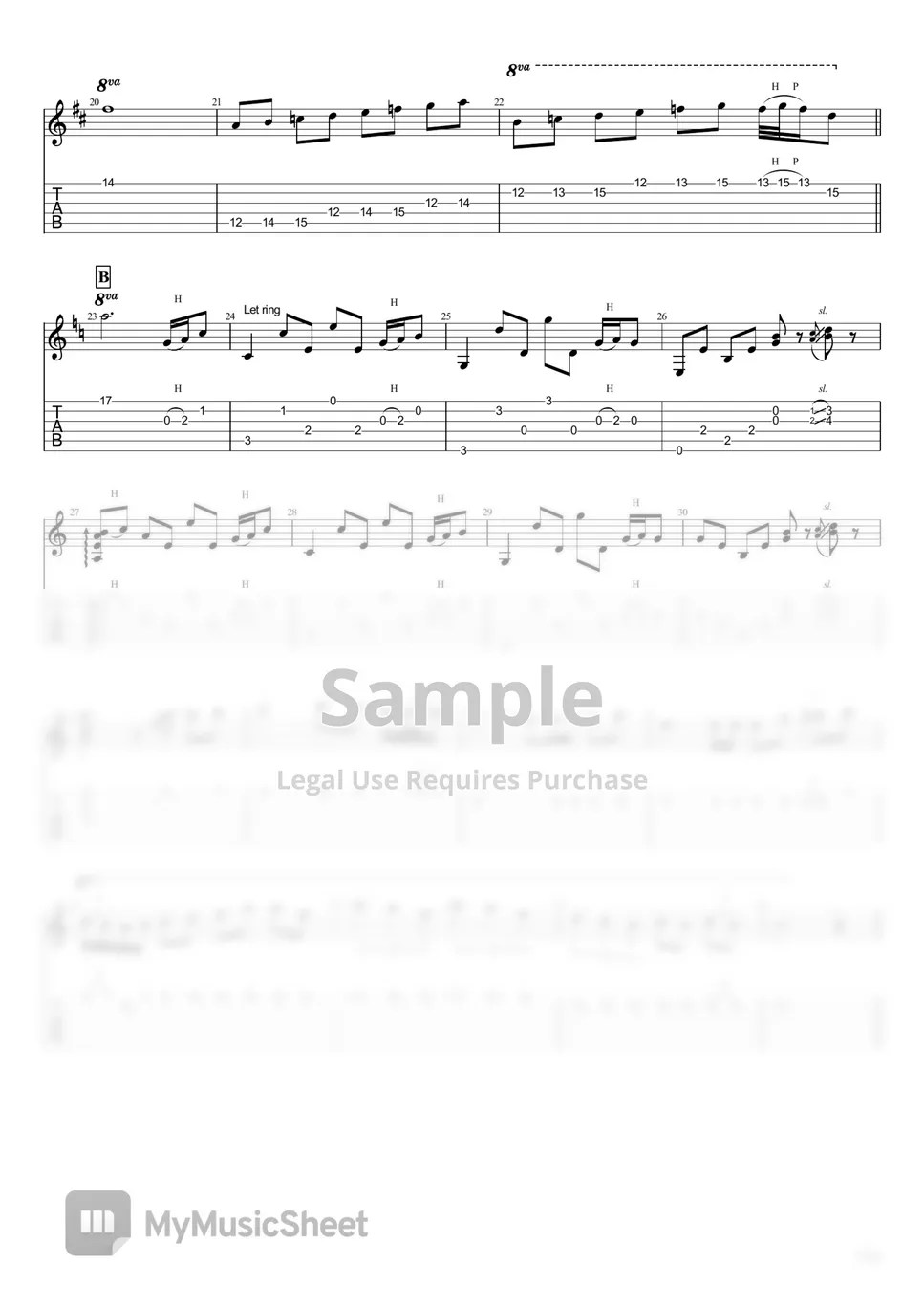 Metallica Fade to Black (Acoustic) Tab + 1staff by Kfir Ochaion