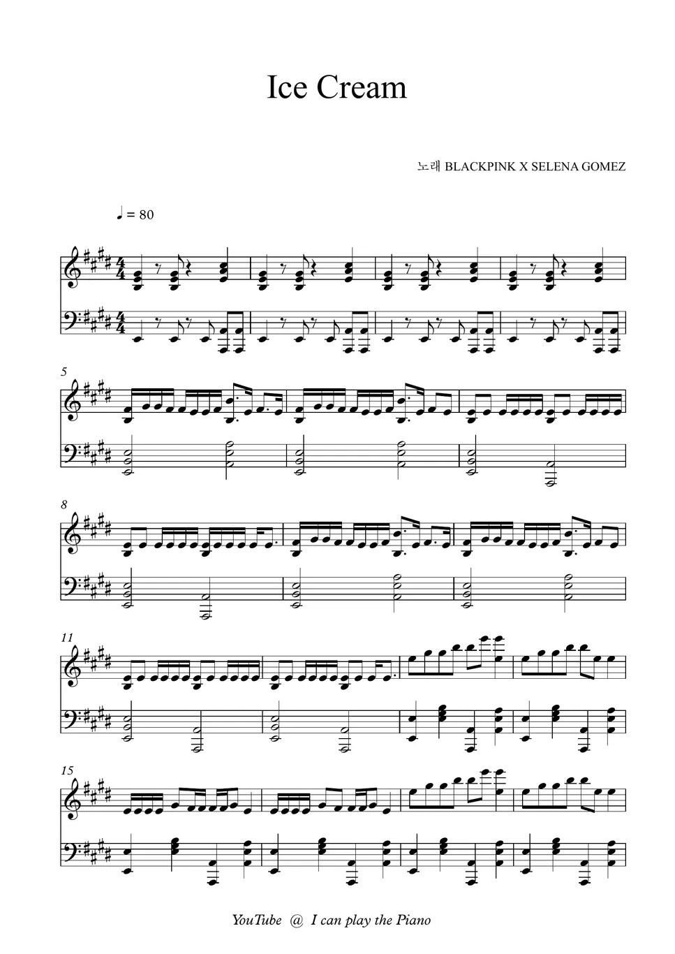 BLACKPINK Ice Cream (with Selena Gomez) Sheets by I can play the Piano