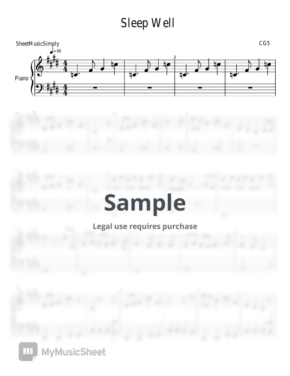 CG5 Sleep Well Sheets by SheetMusicSimply