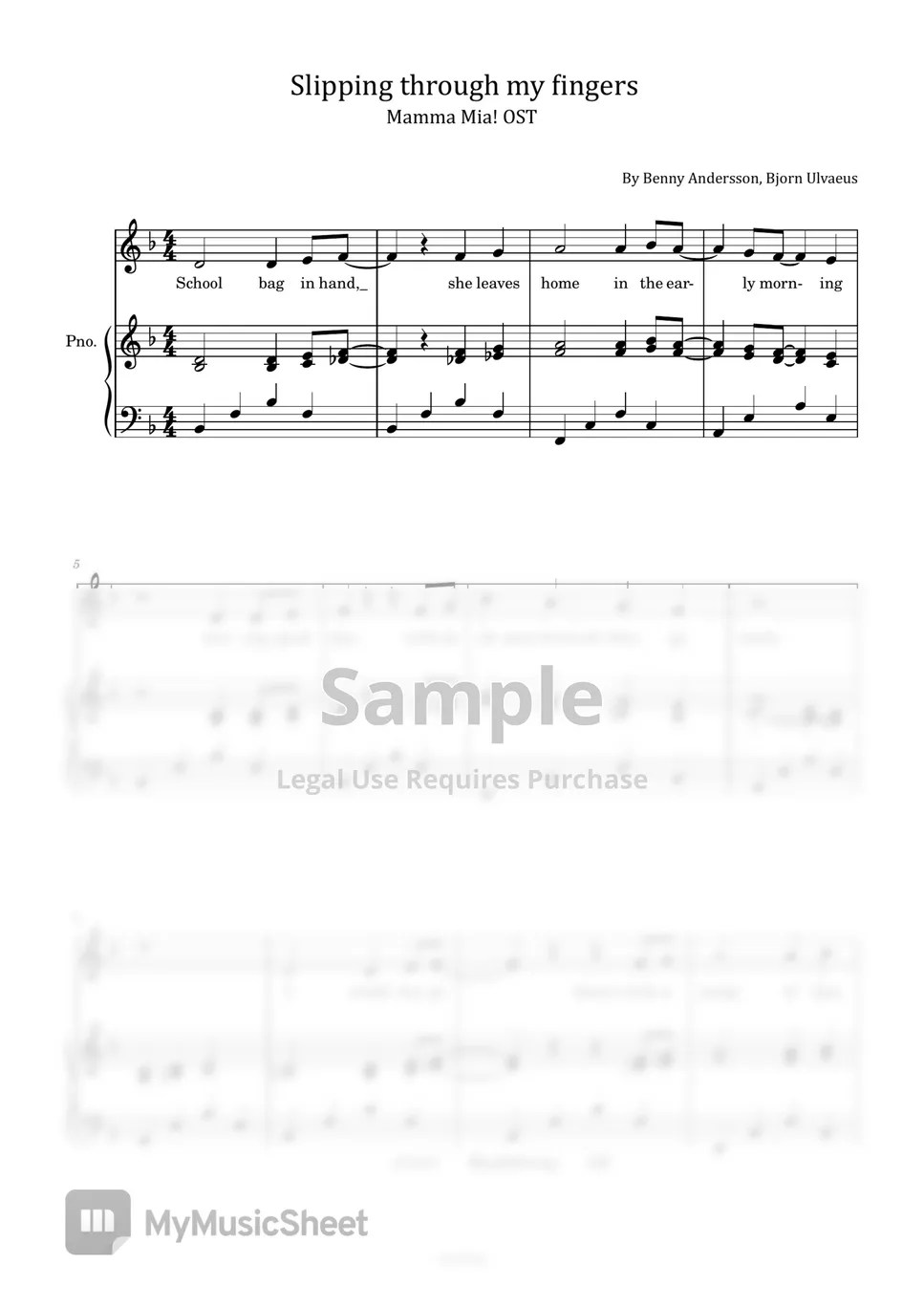 Benny Andersson, Bjorn Ulvaeus Slipping through my fingers (Mamma Mia