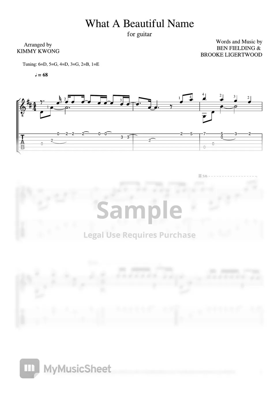 Hillsong Worship What A Beautiful Name (for fingerstyle guitar TAB