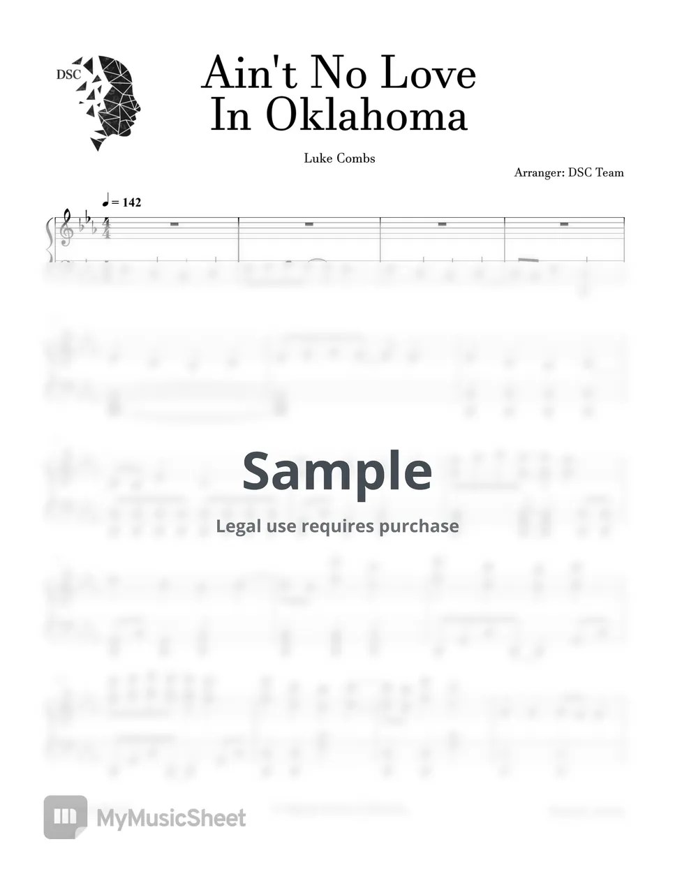 Luke Combs Ain't No Love In Oklahoma Sheets by Digital Scores Collection