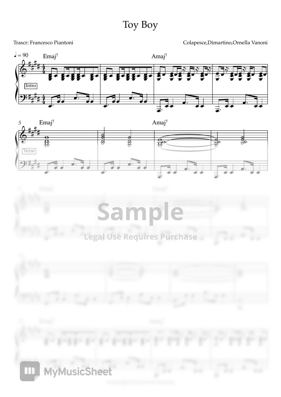 Colapesce, Dimartino, Ornella Vanoni Toy boy (spartito pianoforte