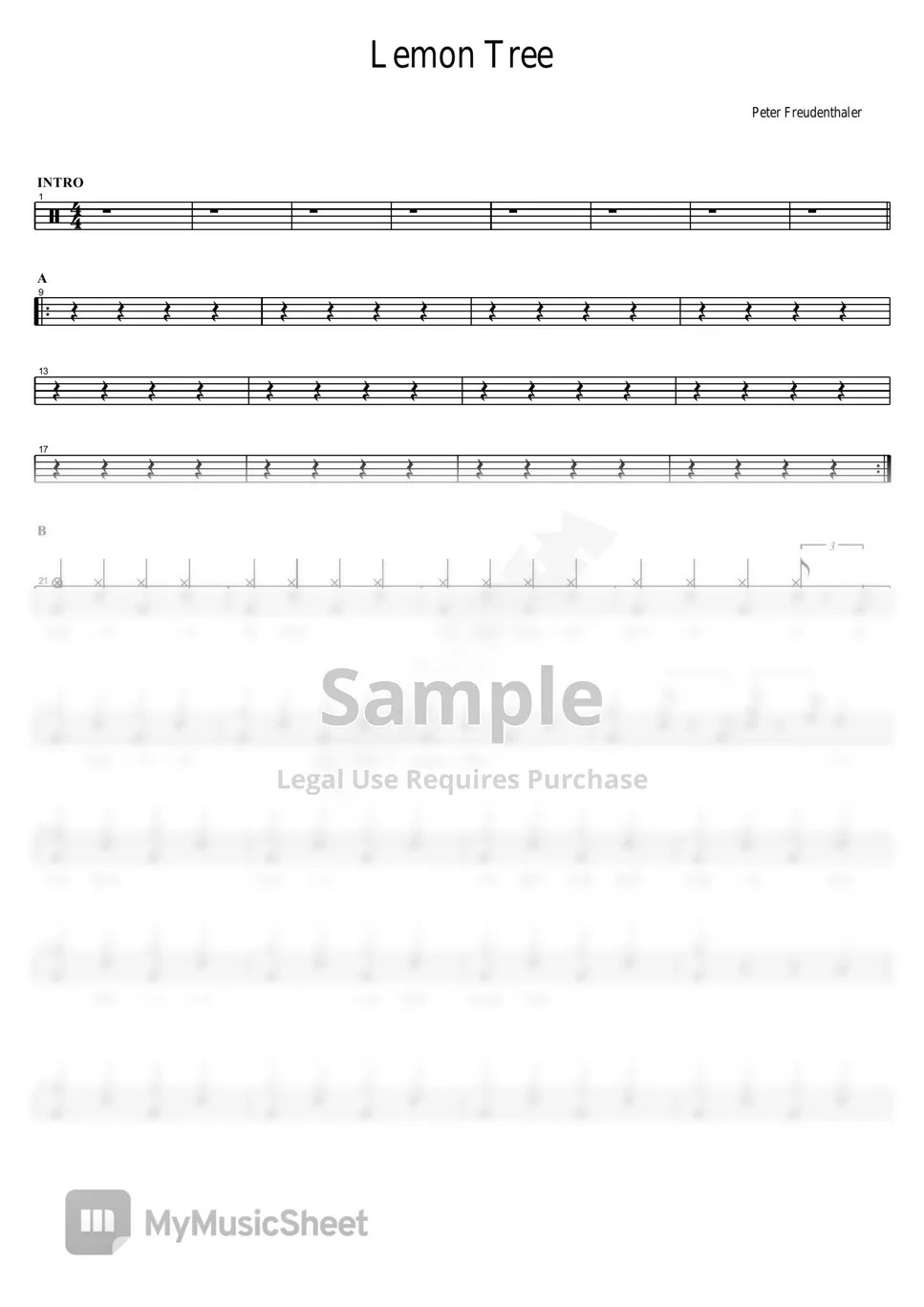 박혜경 Lemon Tree 악보 by COPYDRUM