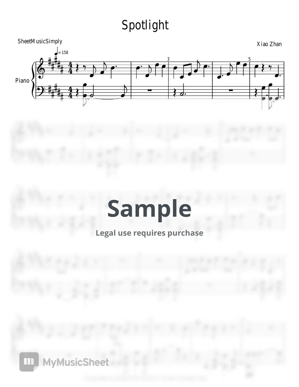 Xiao Zhan Spotlight Sheets by SheetMusicSimply