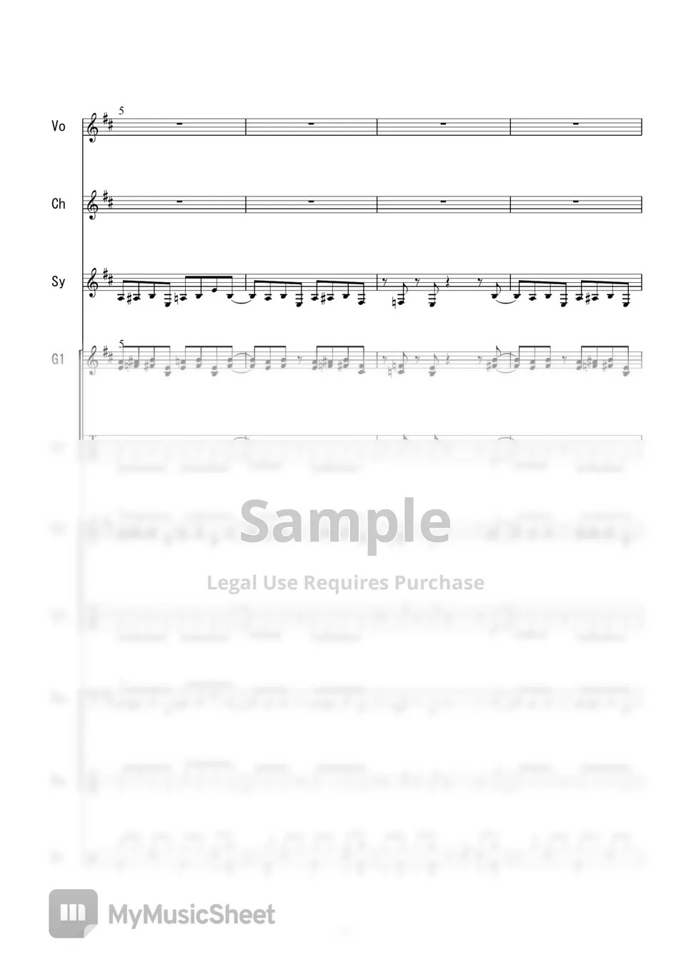 南条光 Just Us Justice (バンドスコア) Tab + 1staff by 二次元楽譜製作所