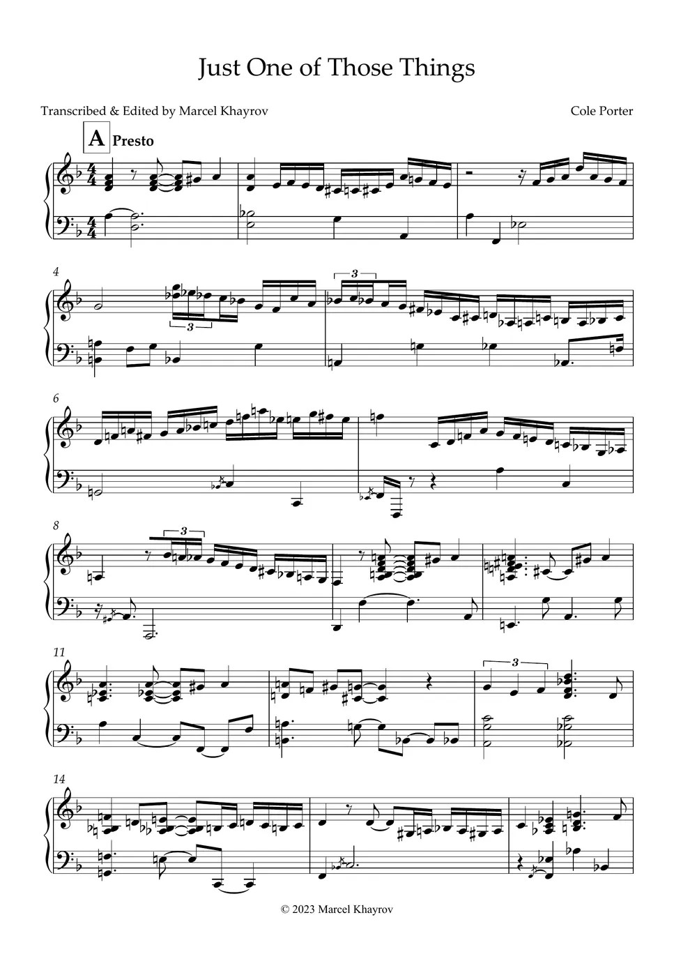 Cole Porter Just One of Those Things 악보 by Marcel Khayrov