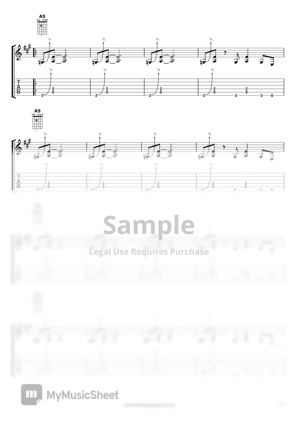 Led Zeppelin Rock and Roll (for one guitar) Sheets by Ricardo De Gaspari