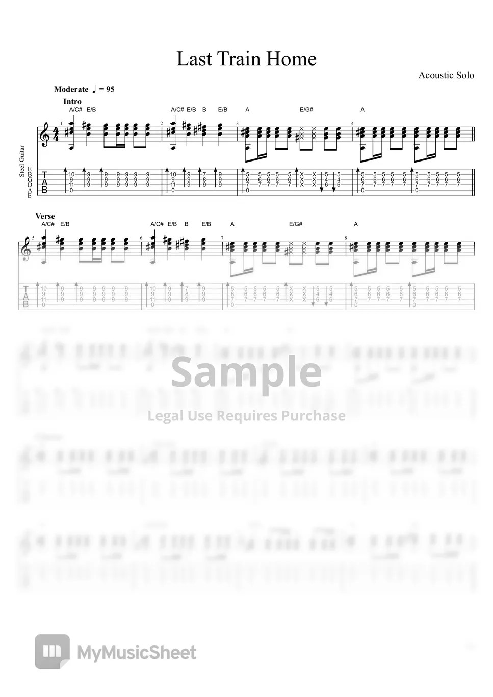 JOHN MAYER Last Train Home (Acoustic) Tab + 단선 악보 by Scott's Guitar