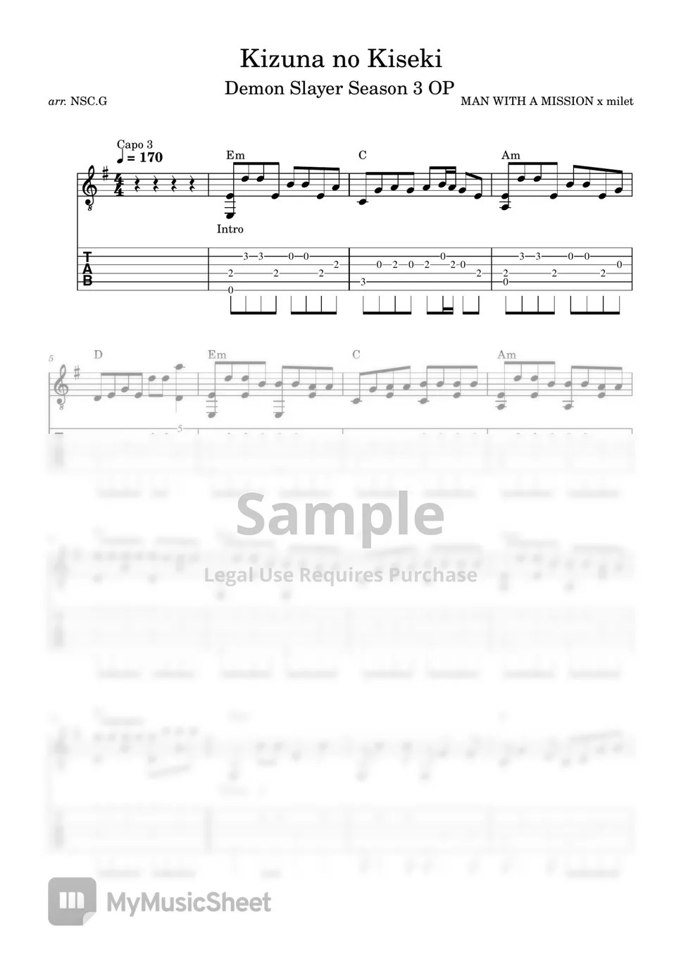 MAN WITH A MISSION & milet Kizuna no Kiseki Sheets by Not So Classic