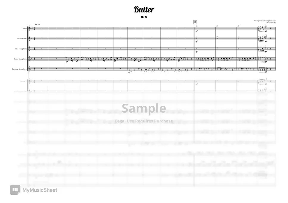 BTS (방탄소년단) Butter (Marching Band) Sheets by Jaturong Dussadee