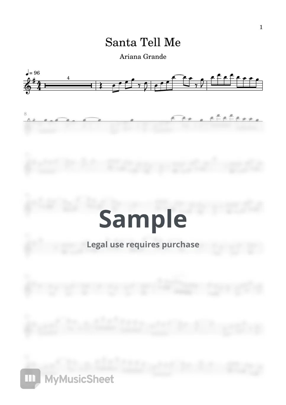 Ariana Grande Santa Tell Me 악보 by Kaho