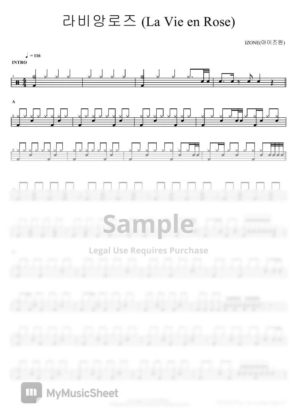 IZONE(아이즈원) 라비앙로즈 (La Vie en Rose) 악보 by COPYDRUM