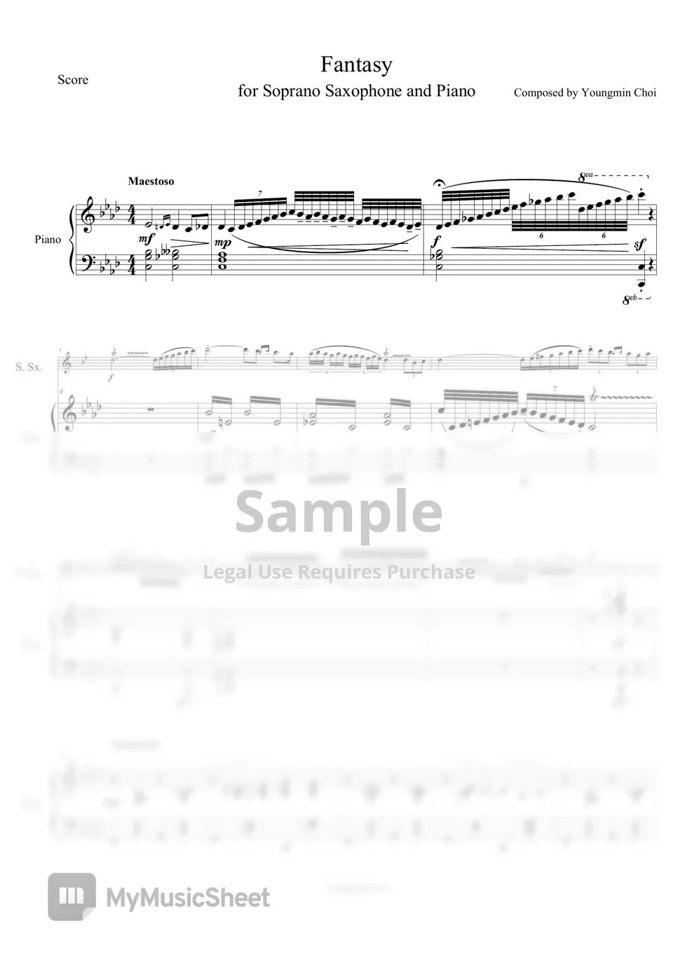 최영민 Fantasy for Saxophone and Piano (색소폰/피아노) Sheets by 최영민