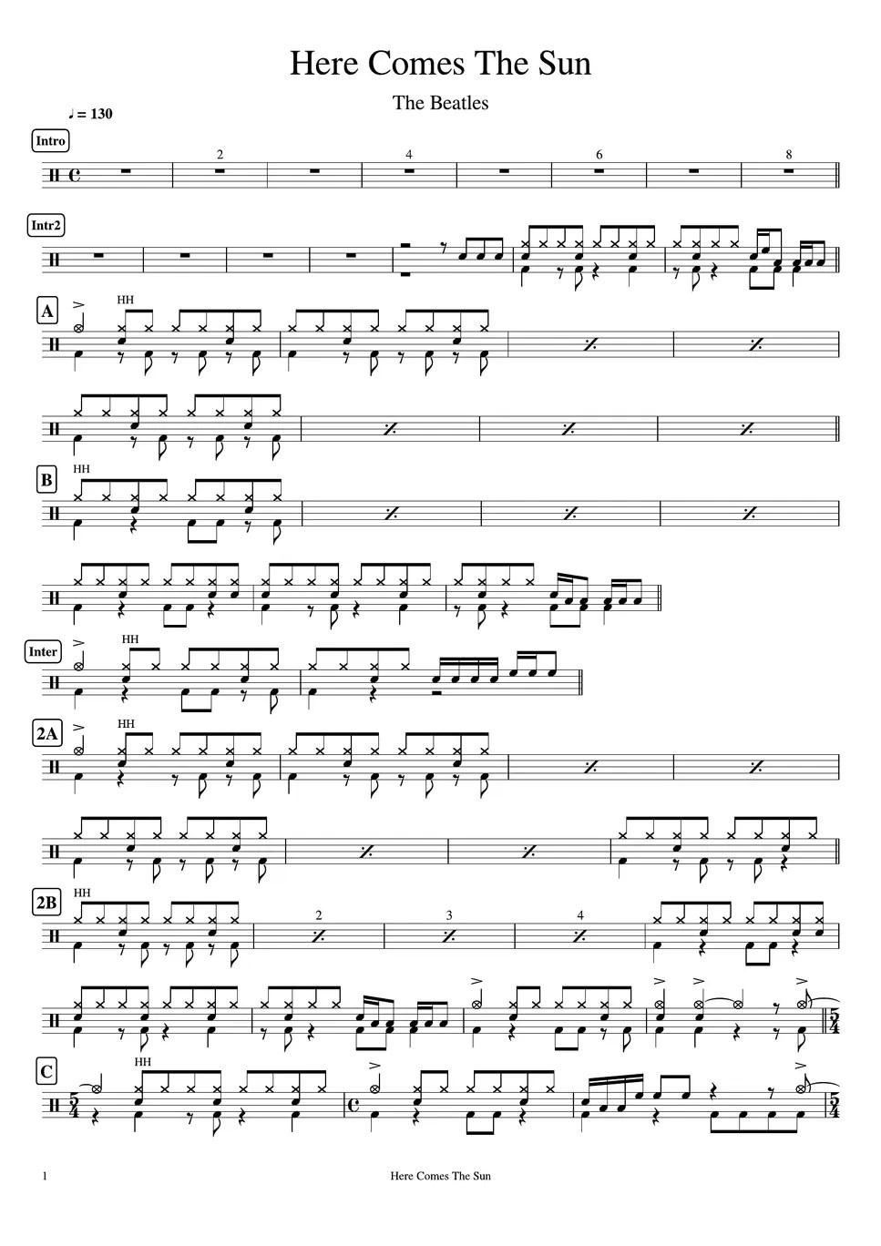 The Beatles Here Comes the Sun Partition musicale by Cookai's Jpop