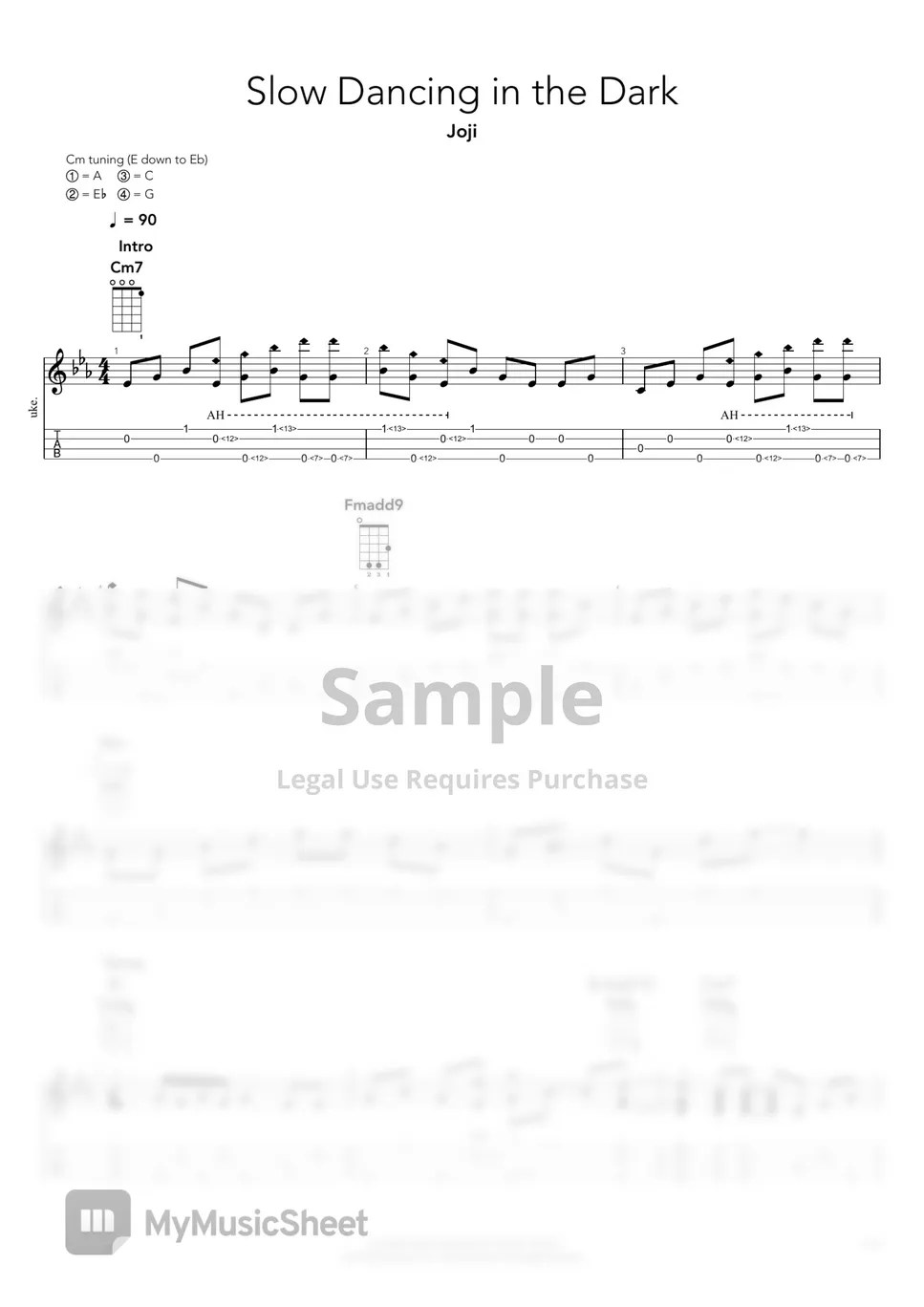 Joji Slow dancing in the dark Tab + 1staff by 4stringboy