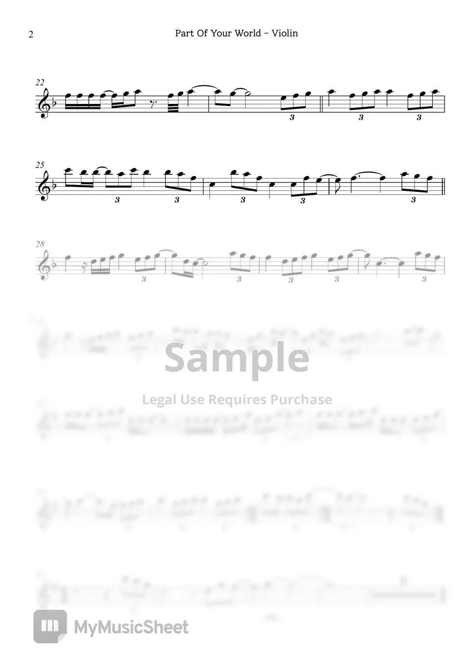 Alan Menken Part Of Your World (SOLO) Sheets by Seyoung