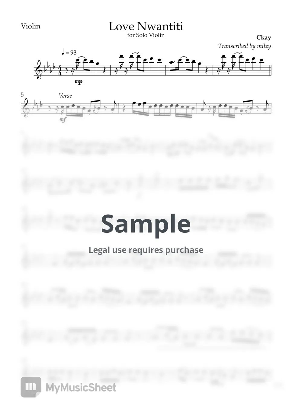 Ckay Love Nwantiti (Violin) Sheets by milzy