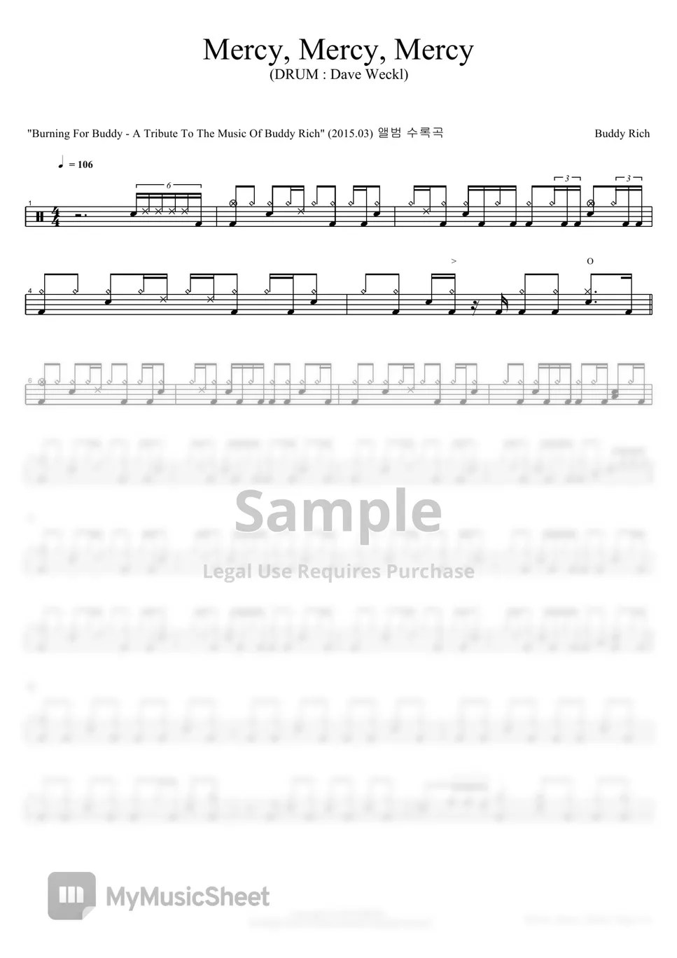 Buddy Rich Mercy, Mercy, Mercy 악보 by COPYDRUM