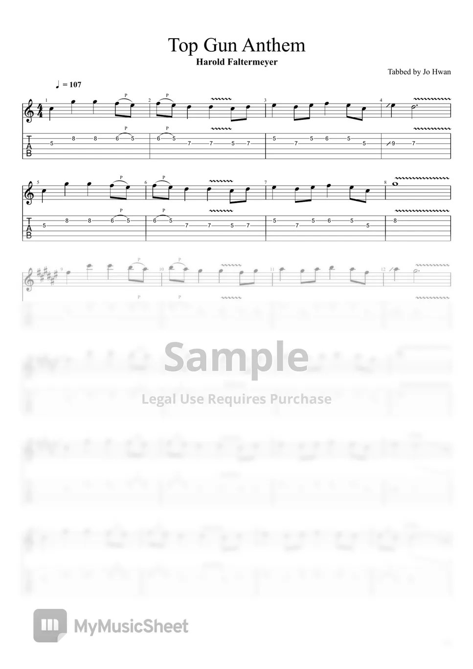 Harold Faltermeyer Top Gun Anthem Tab + 1staff by Jo Hwan