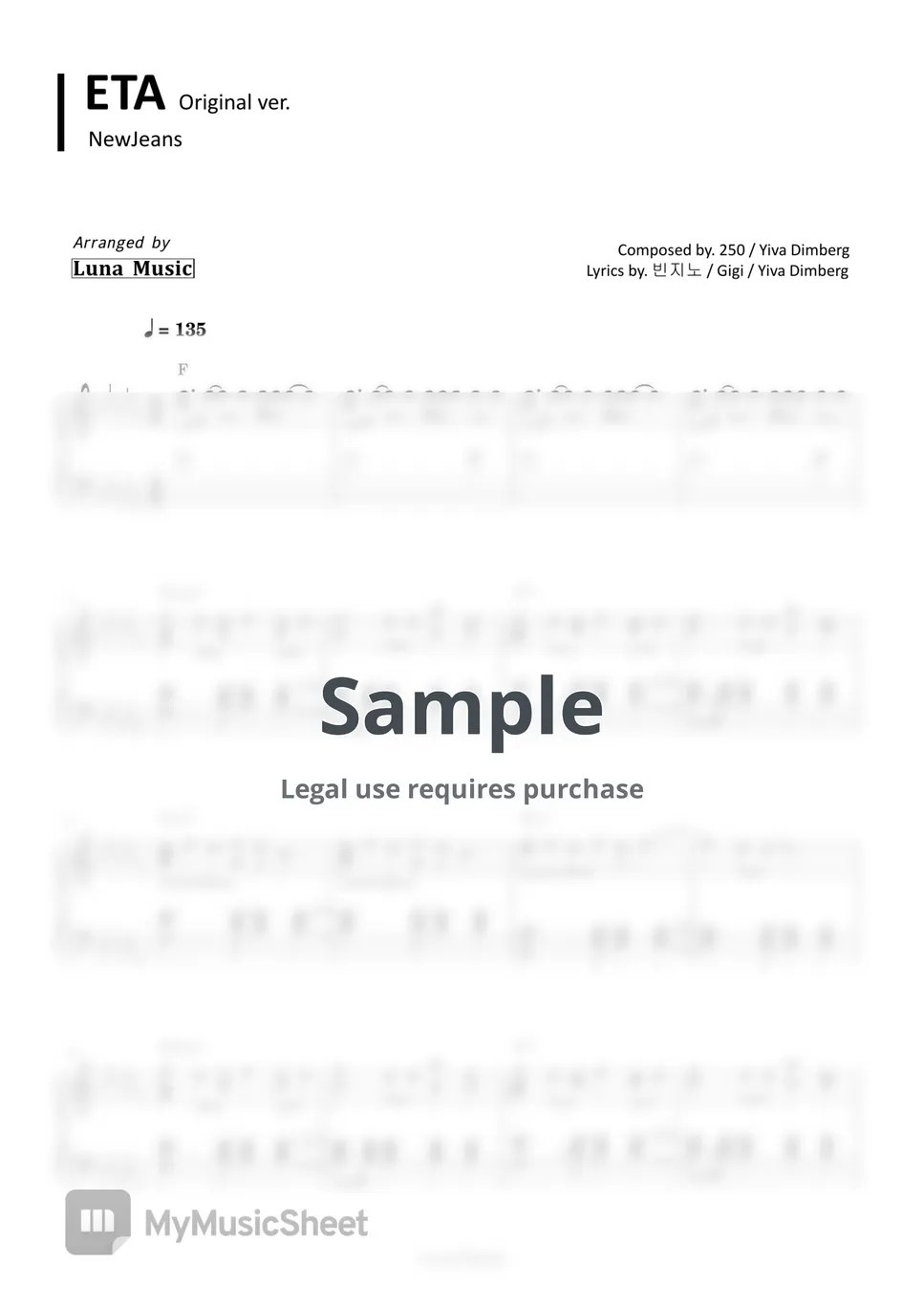 NewJeans ETA (Original Piano Sheet) Sheets by 𝐋𝐮𝐧𝐚 𝐌𝐮𝐬𝐢𝐜