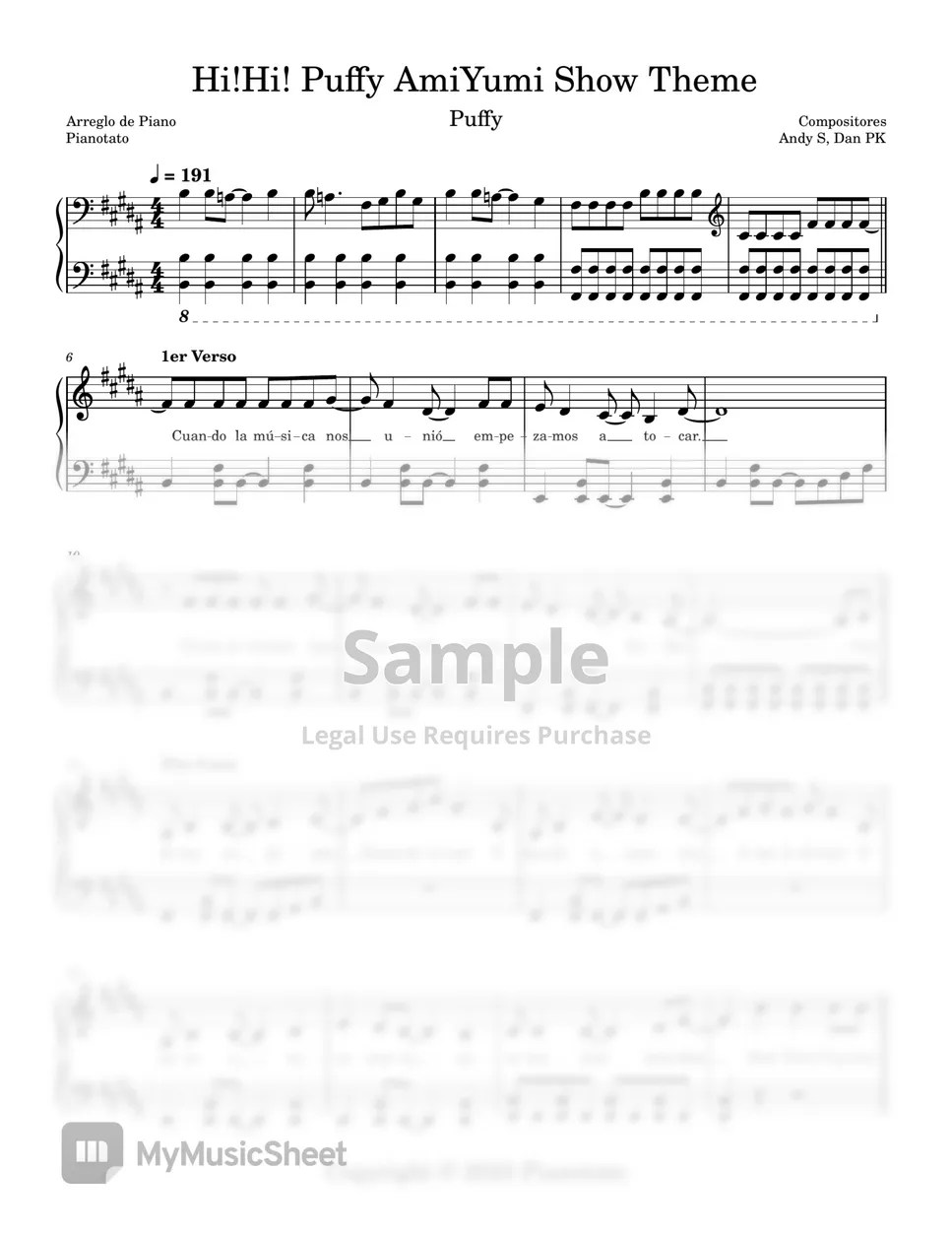 Puffy Hi Hi Puffy Ami Yumi Show Theme Sheets by Pianotato
