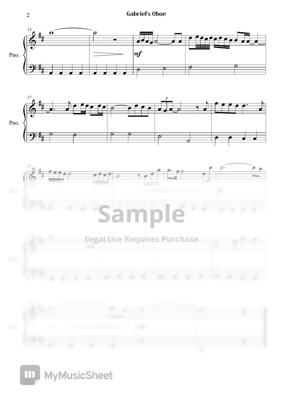 Ennio Morricone Gabriel's Oboe Sheets by Right Now Piano