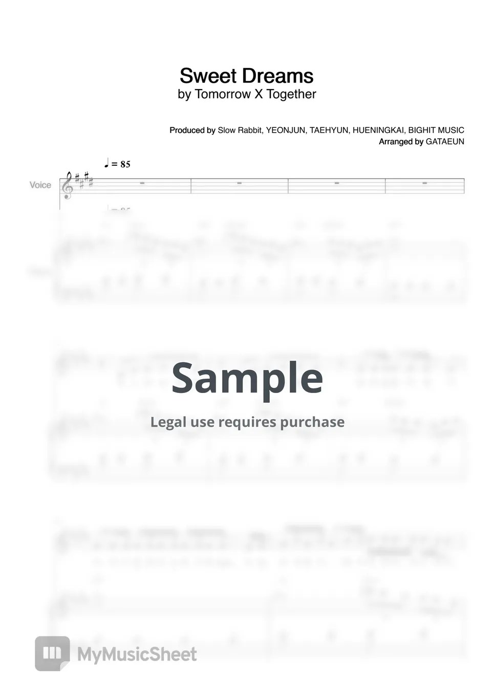 Tomorrow X Together Sweet Dreams (Score) 악보 by GATAEUN