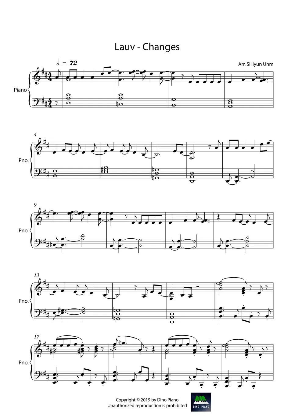 Lauv Changes 악보 by SiHyun Uhm