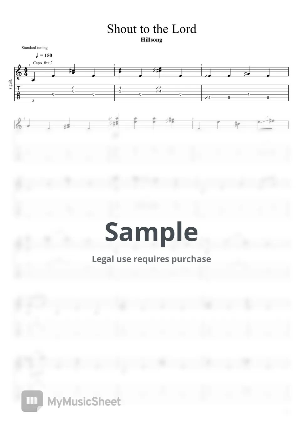 Hillsong Worship Shout to the Lord Tab + 1staff by Titus Major