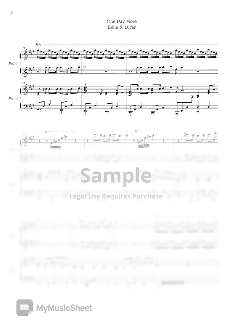 Les Miserables One Day More (4hands piano) Partition musicale by