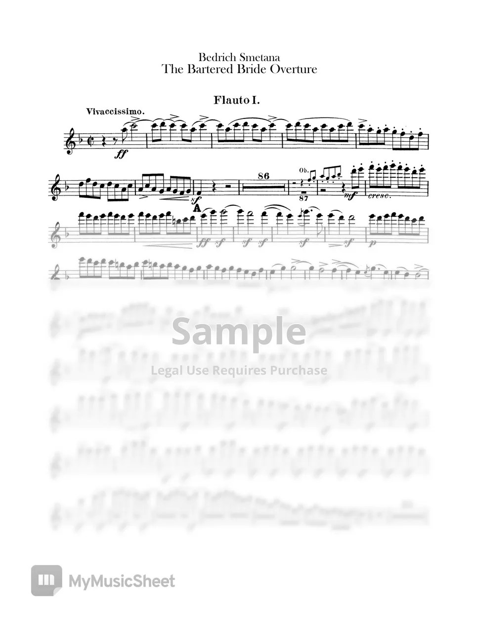 B. Smetana The Bartered Bride Overture Sheets by Original Sheet