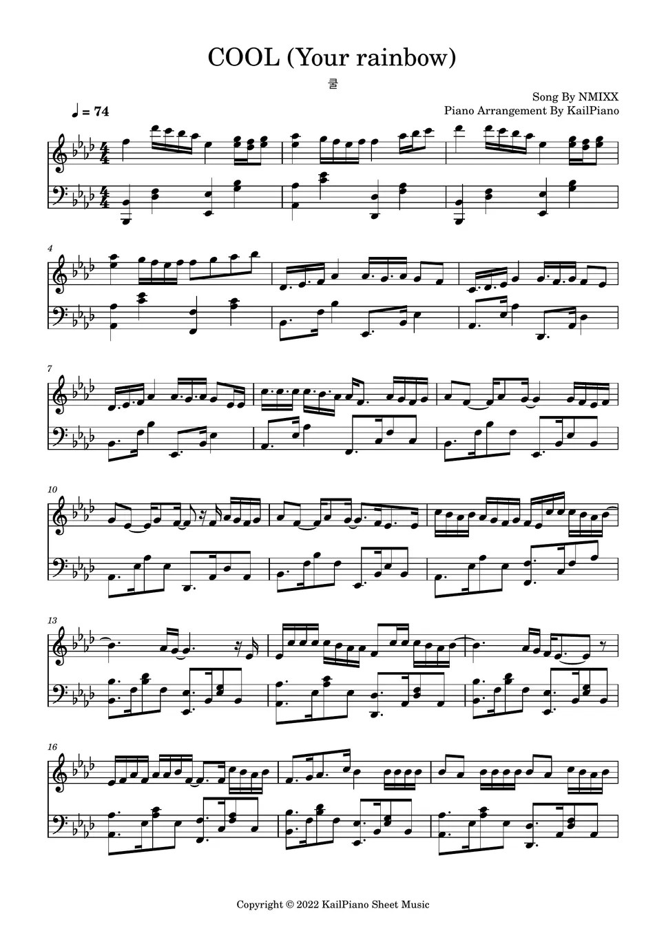NMIXX(엔믹스) COOL (Piano Music Sheet) Sheet by KailPiano