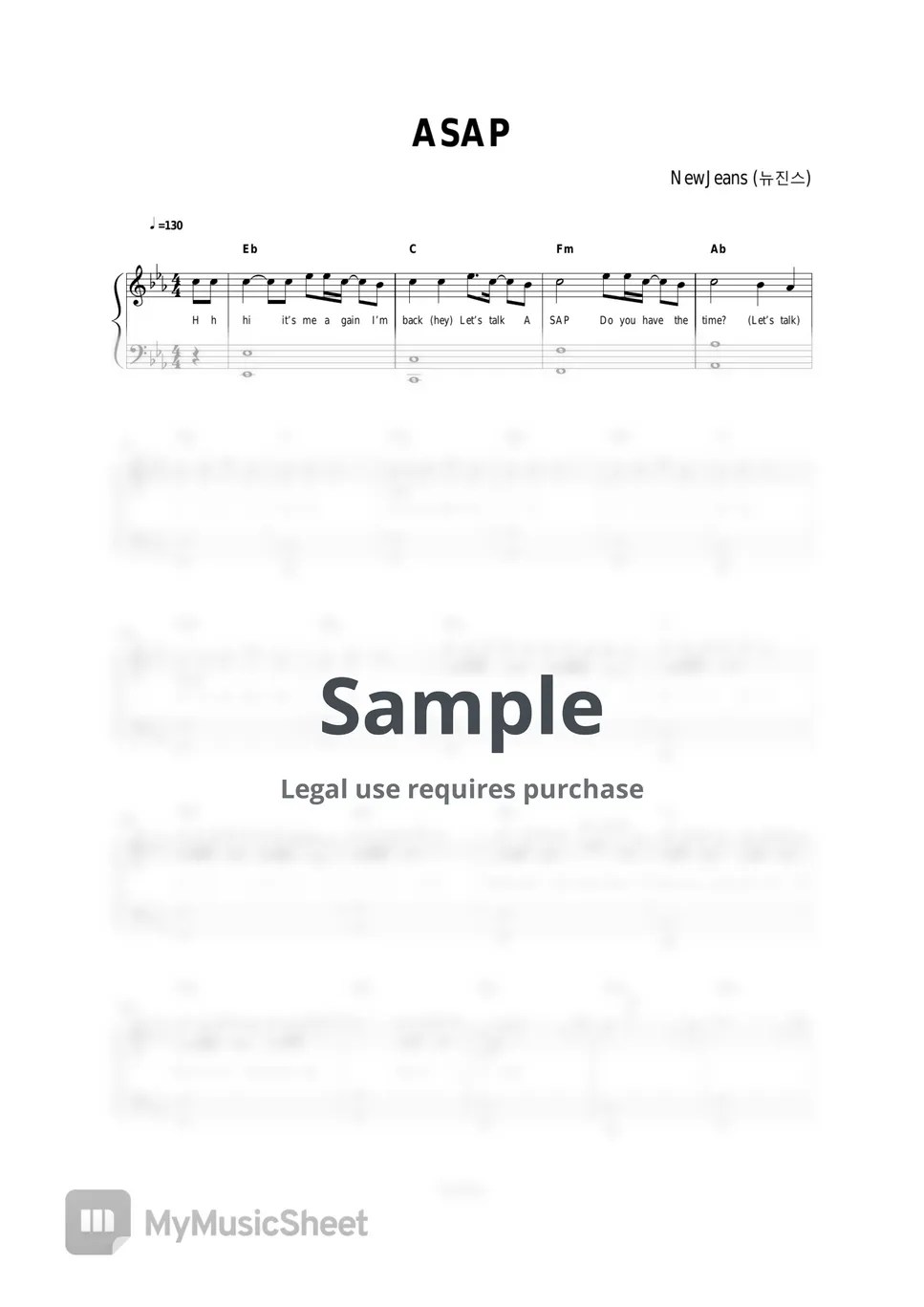 NewJeans (뉴진스) ASAP (Easy ver.) Sheets by Dopiano