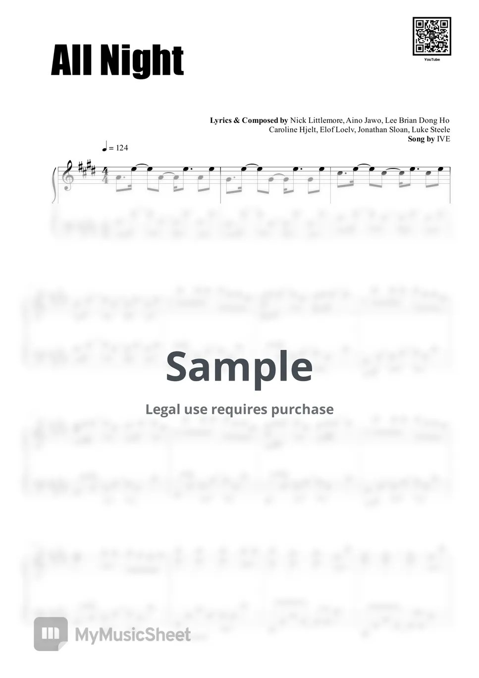 IVE All Night Sheets by 한뼘피아노