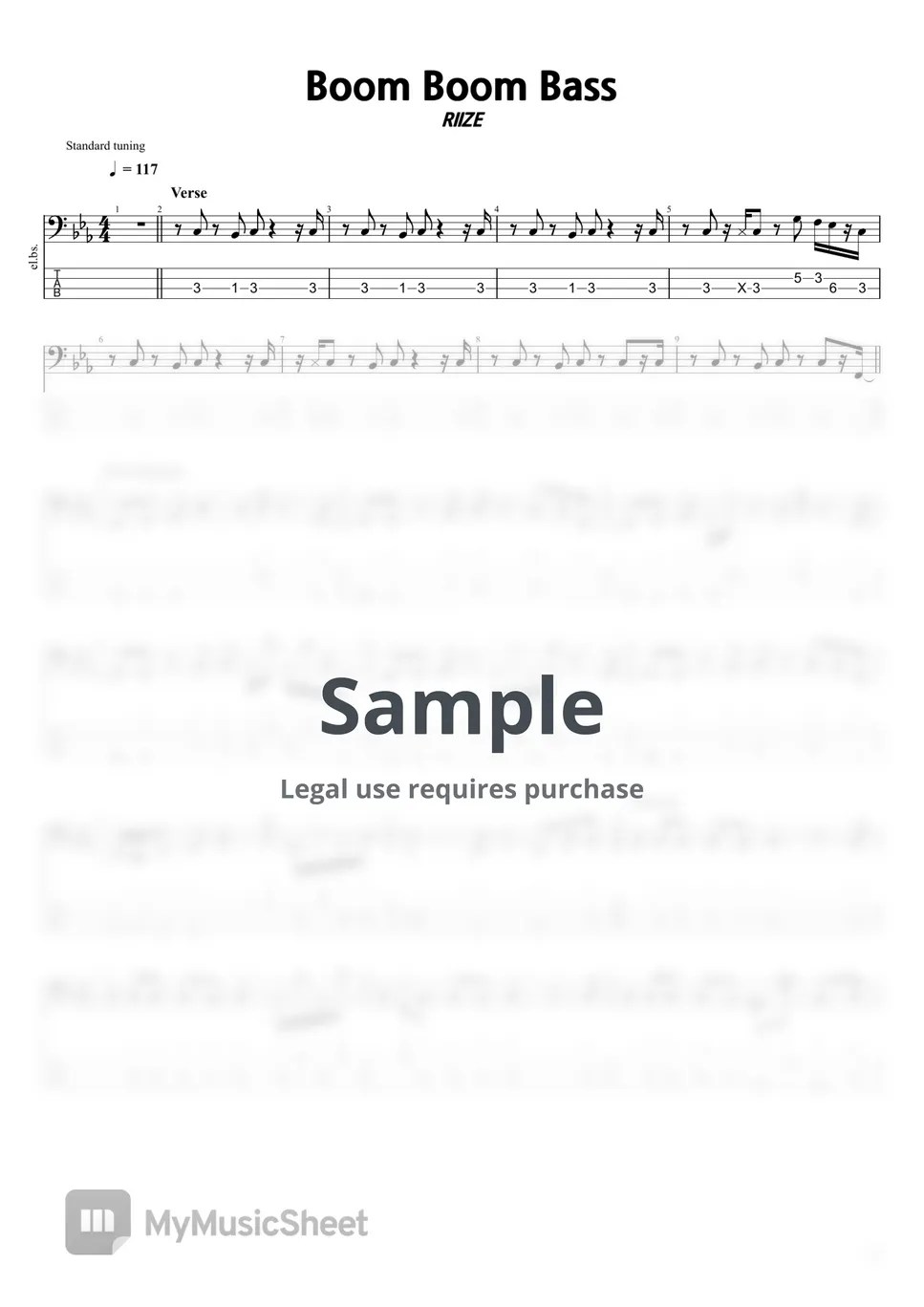 RIIZE Boom Boom Bass Tab + 1staff by TUNA CRACKER