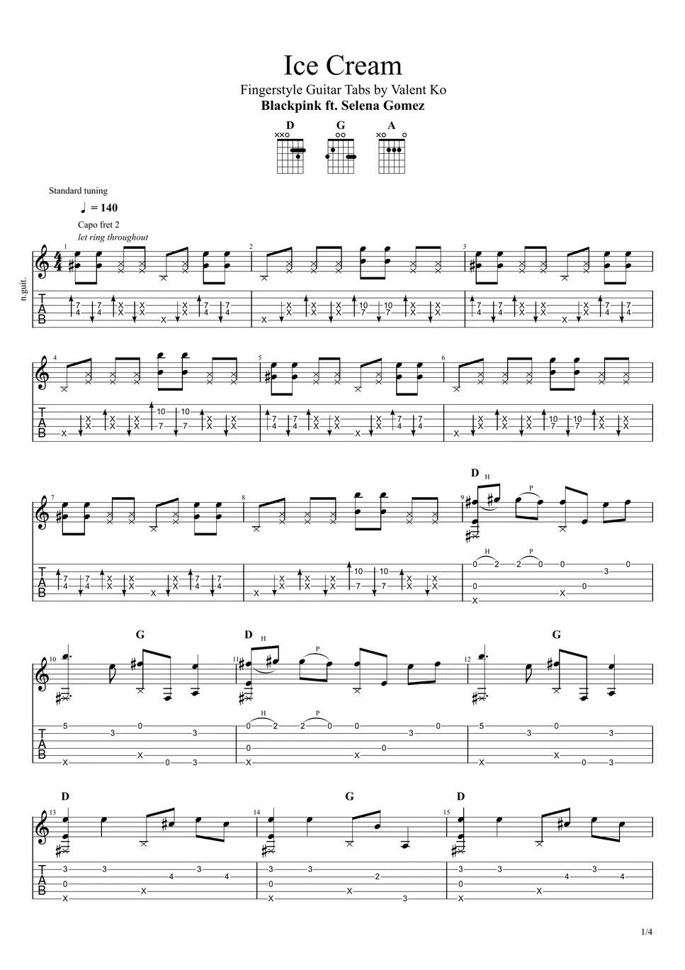 Blackpink Ice Cream 악보 by Valent Ko