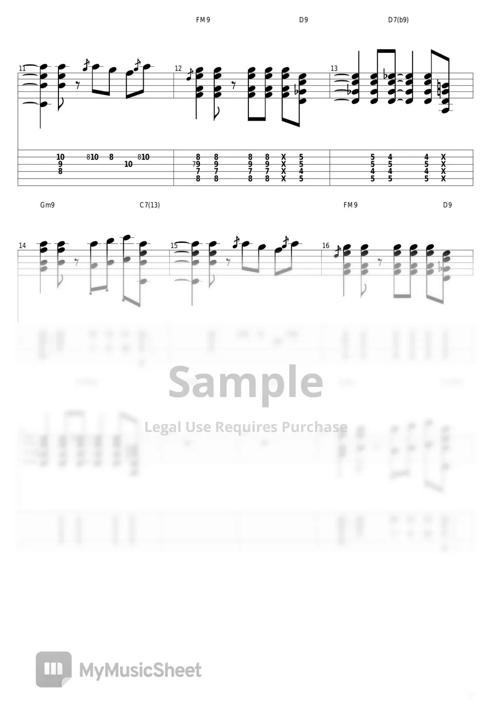 HYBS Ride Tab + 1staff by guitar cover with tab